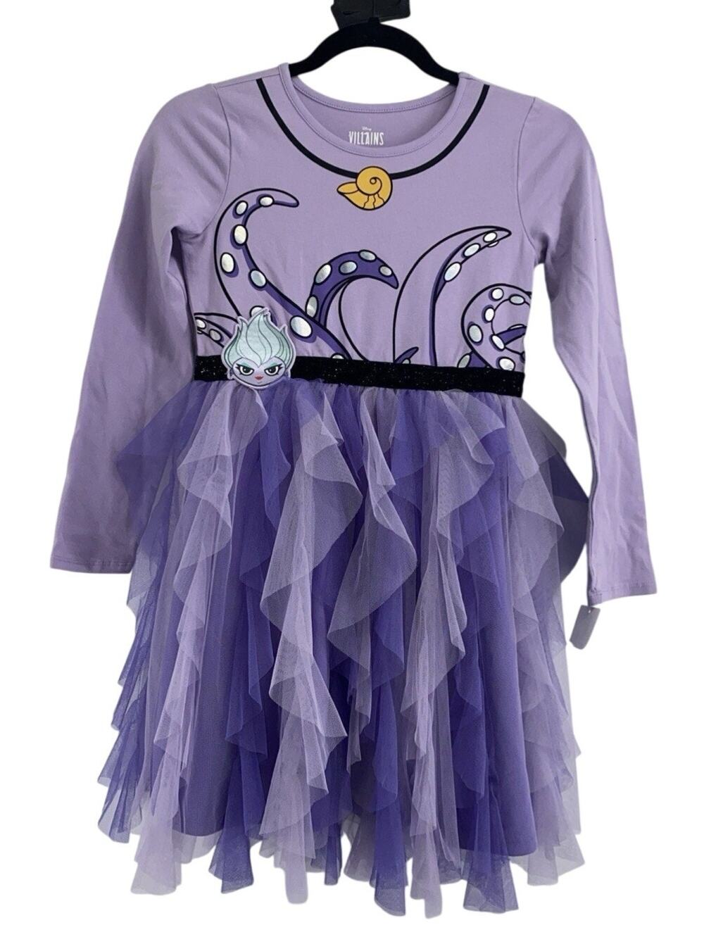 NWT Disney Villains Girls Purple Ursula The Little Mermaid Dress Large 10/12